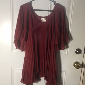 M.S.S.P. Max Studio Specialty Products woman’s burgundy pleated blouse size M